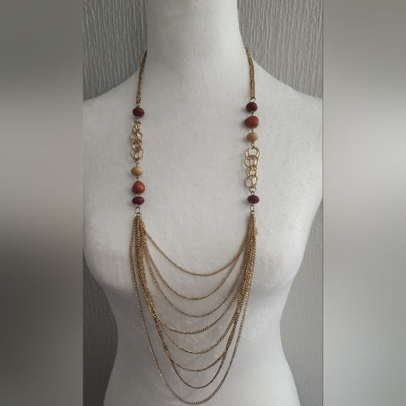 Elegant Goldtone and Multicolor Beaded Necklace - Picture 1 of 2
